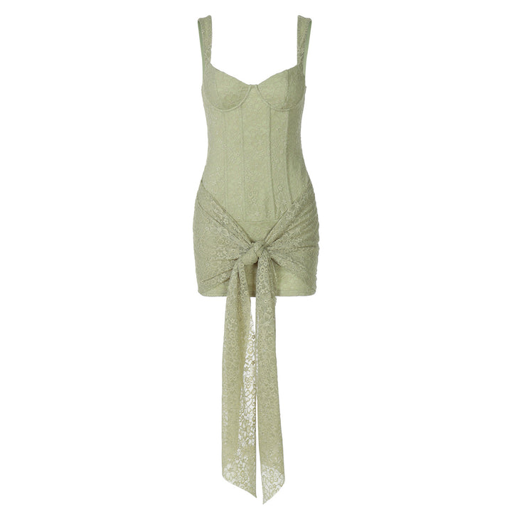 Damen Elegantes Kleid mit Spitzenverzierungen und Raffungsdetails Echo Archiv
