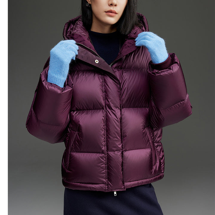 Damen Kurze boxy gesteppte Daunenjacke mit Kapuze Echoarchiv