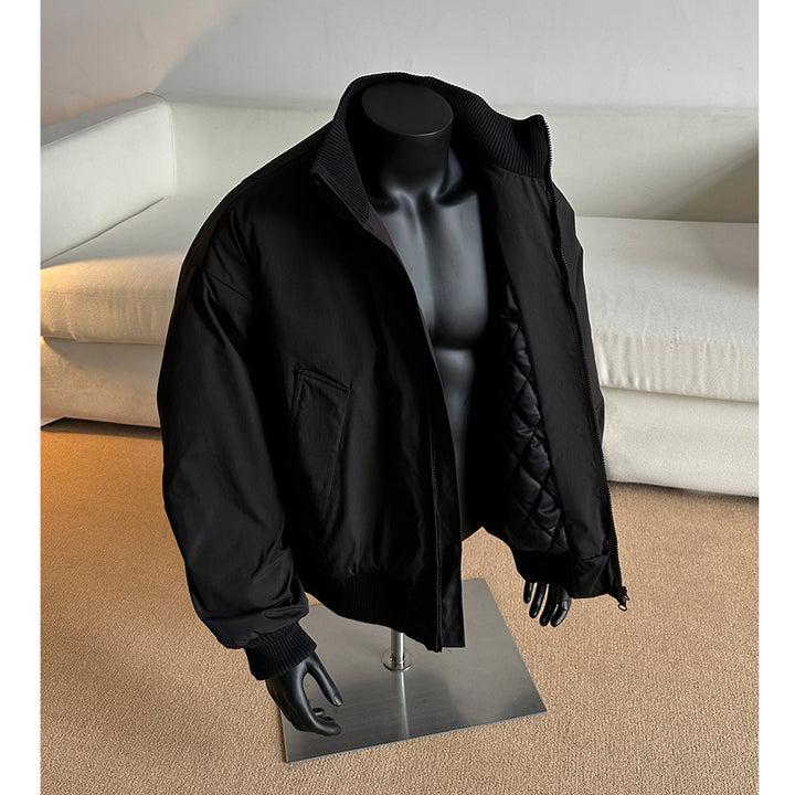 Herren Oversized Stepp-Bomber mit hoher Rippenkragenkonstruktion und verdecktem Reißverschluss Echo Archiv