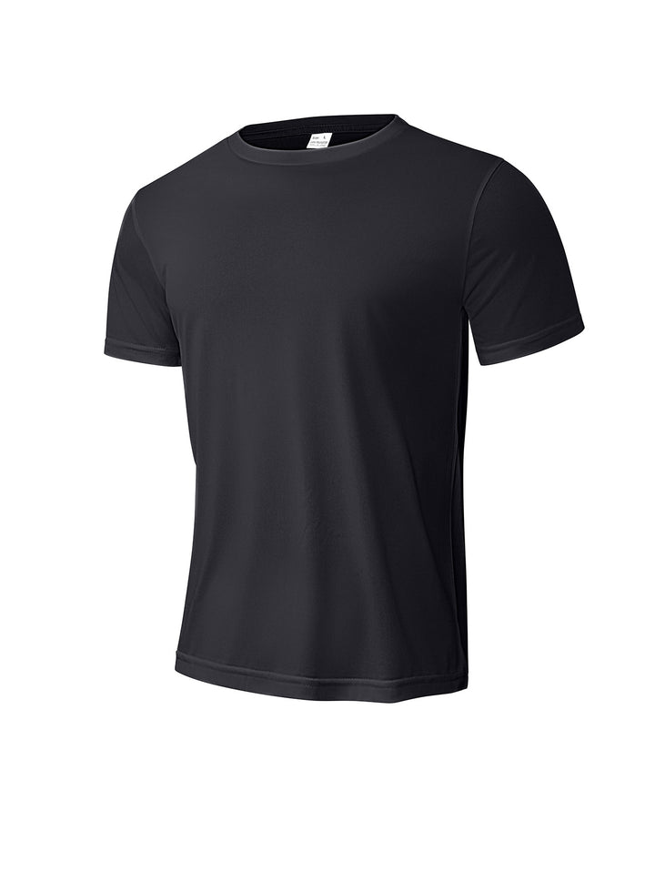 Herren nan meliertes Funktions-T-Shirt mit Rundhalsausschnitt, leichter Baumwollmischung und atmungsaktiver Struktur Echo Archiv