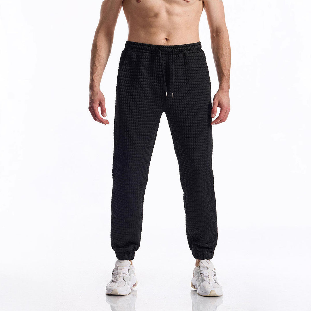 Herren bequeme Freizeithose mit strukturierter Oberfläche und elastischem Bund Echoarchiv