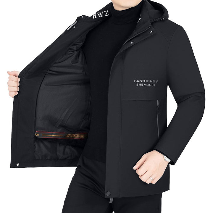 Herren Moderner Urbaner Parka mit fester Kapuze, nahtverdeckten Reißverschlüssen und leichtem Thermofutter – Taviero