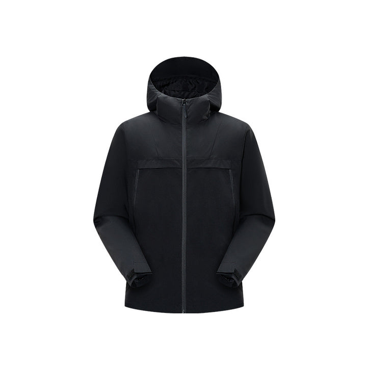 Herren Minimalistische Hybrid‑Regenjacke mit verstaubarer Kapuze und atmungsaktiver Membran Echo Archiv