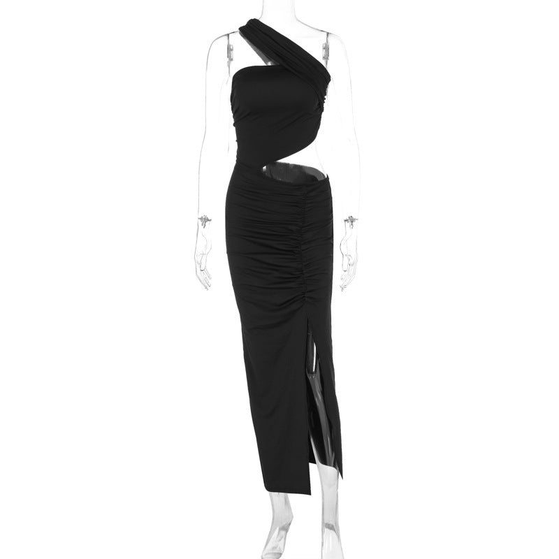 Damen Asymmetrisches Maxikleid mit Cut-Out-Details und raffinierten Rüschendetails Echo Archiv