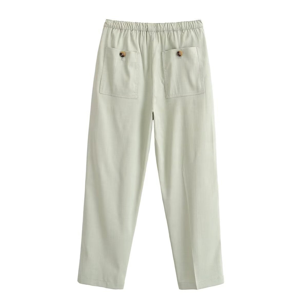 Damen Leichte Highwaist-Hose mit elastischem Bund und geradem Bein Echoarchiv