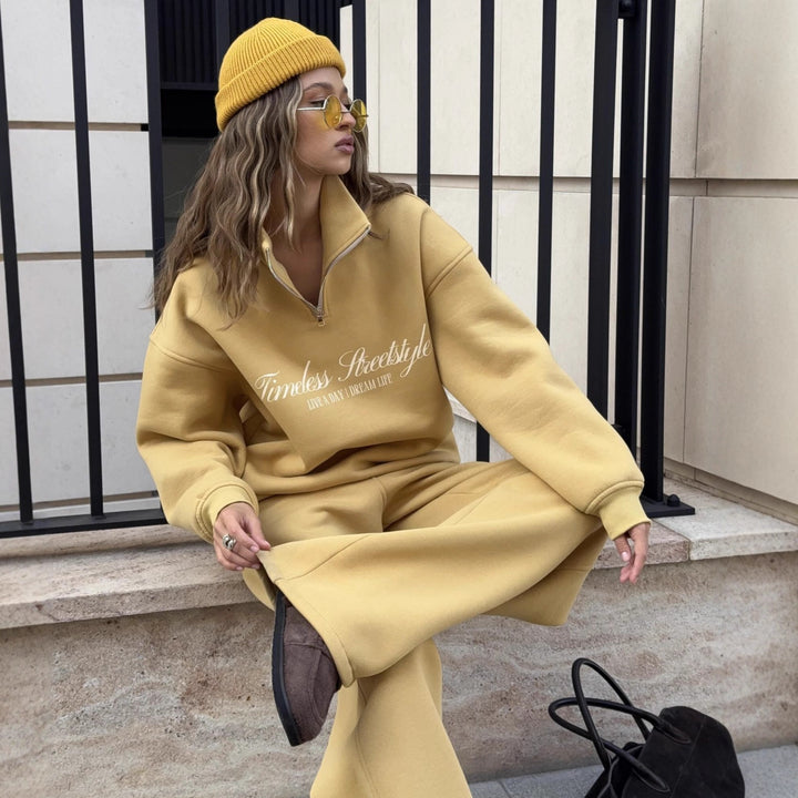 Damen nan oversized Halbzip-Sweatshirt mit hohem Stehkragen und Statement-Print Echo Archiv