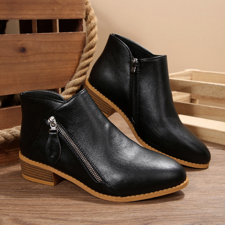 Damen nan knöchelhohe Stiefelette mit seitlichem Reißverschluss weichem Komfortfußbett und gestapeltem Blockabsatz Echo Archiv