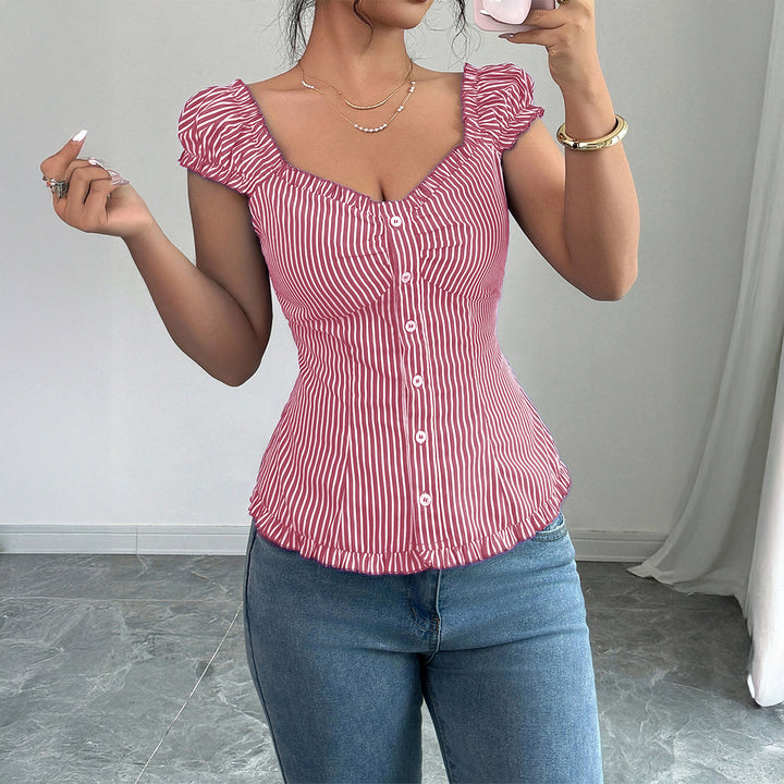 Damen Elegantes Oberteil mit Rüschendetails und tailliertem Schnitt Echo Archiv