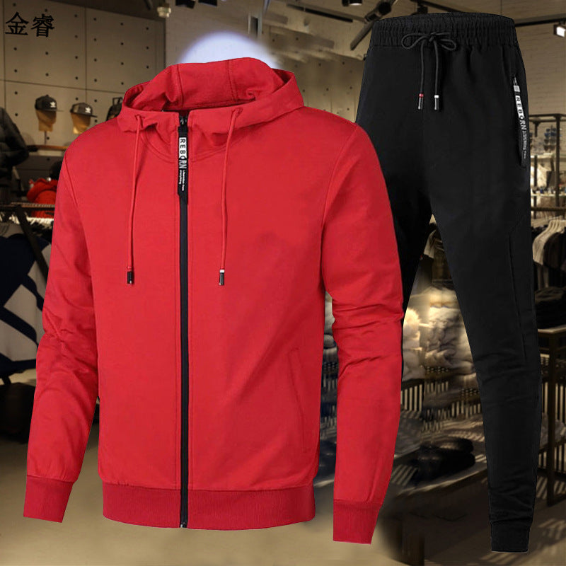 Herren zweiteiliges Trainingsset mit durchgehendem Reißverschluss Hoodie, Kordelzug und schmal zulaufender Jogginghose – Marzano