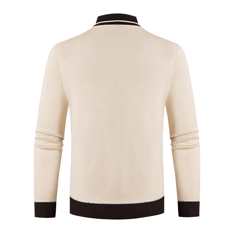 Herren Pullover mit modernem Schalkragen und Knopfdetails Echoarchiv