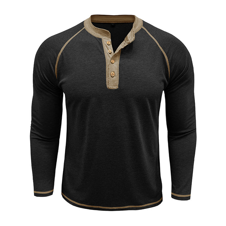 Herren Langarm-Henley-Shirt mit stilvollen Knopfdetails und atmungsaktivem Material Echoarchiv