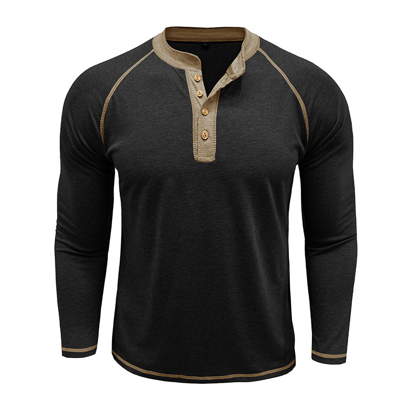 Herren Langarm-Henley-Shirt mit modischem Knopfdetail Echoarchiv