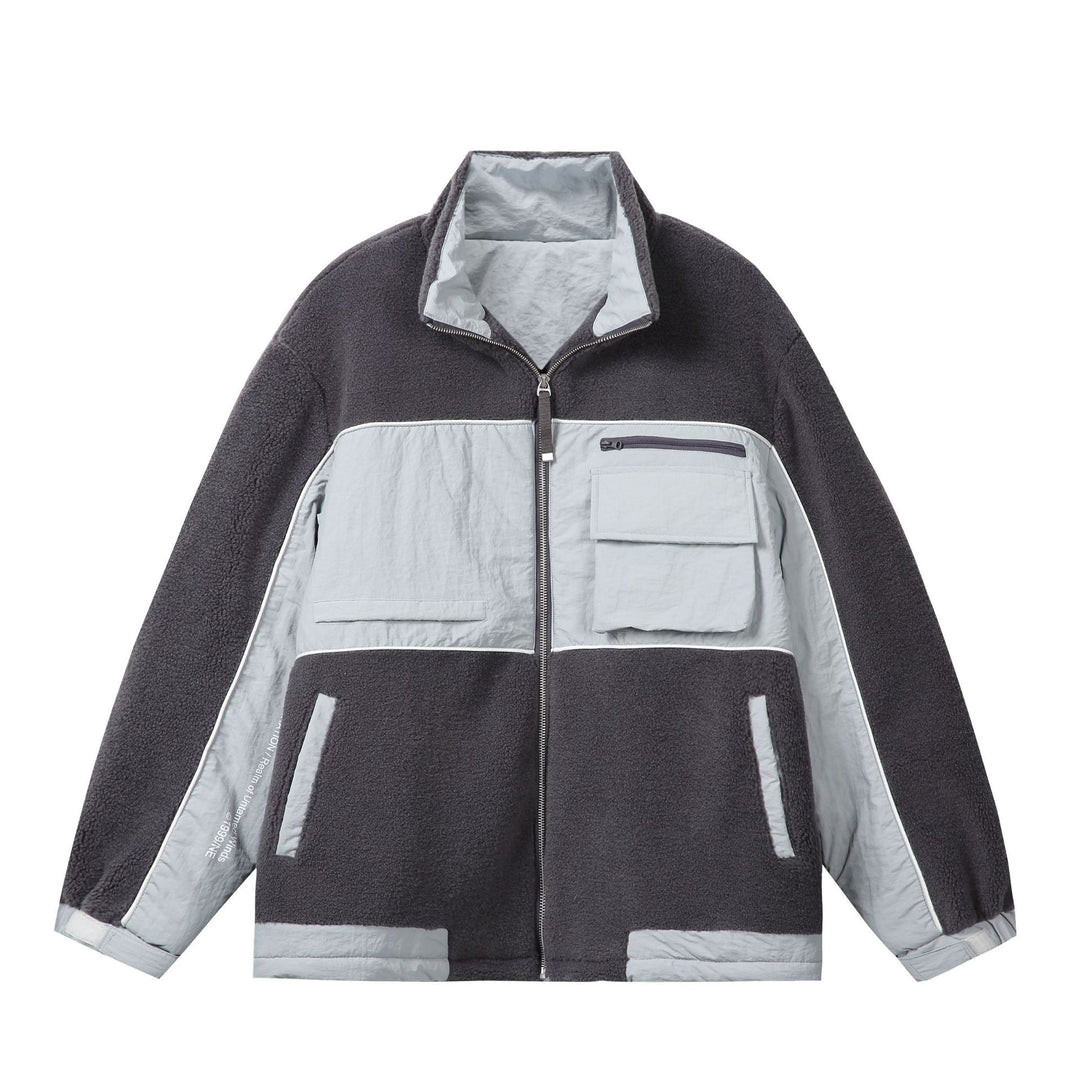 Unisex Oversize Fleece‑Fieldjacke mit Nylonpanels, hoher Stehkragen und Tunnelzug Echoarchiv