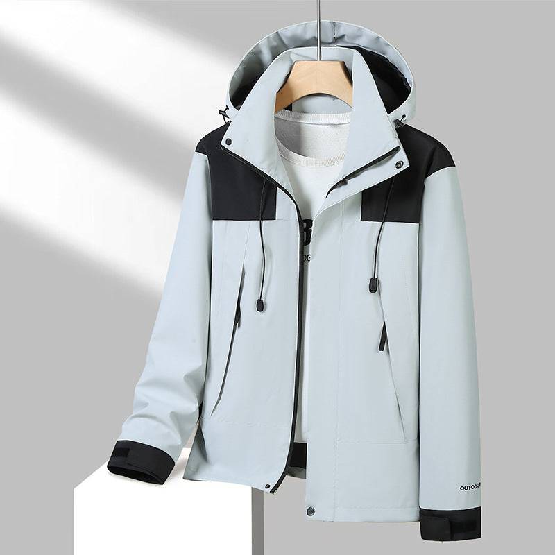 Herren Leichte Softshelljacke mit Kontrast-Schulter, verstellbarer Kapuze und wasserabweisender Membran Echoarchiv