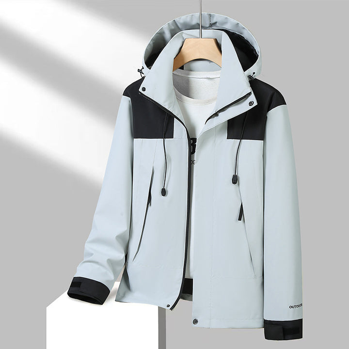 Herren Leichte Softshelljacke mit Kontrast-Schulter, verstellbarer Kapuze und wasserabweisender Membran Echoarchiv