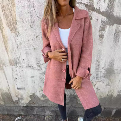 Damen nan Oversize Wollmix-Mantel mit Reverskragen aufgesetzten Taschen geknöpfter Front und umgeschlagenen Ärmeln Echo Archiv