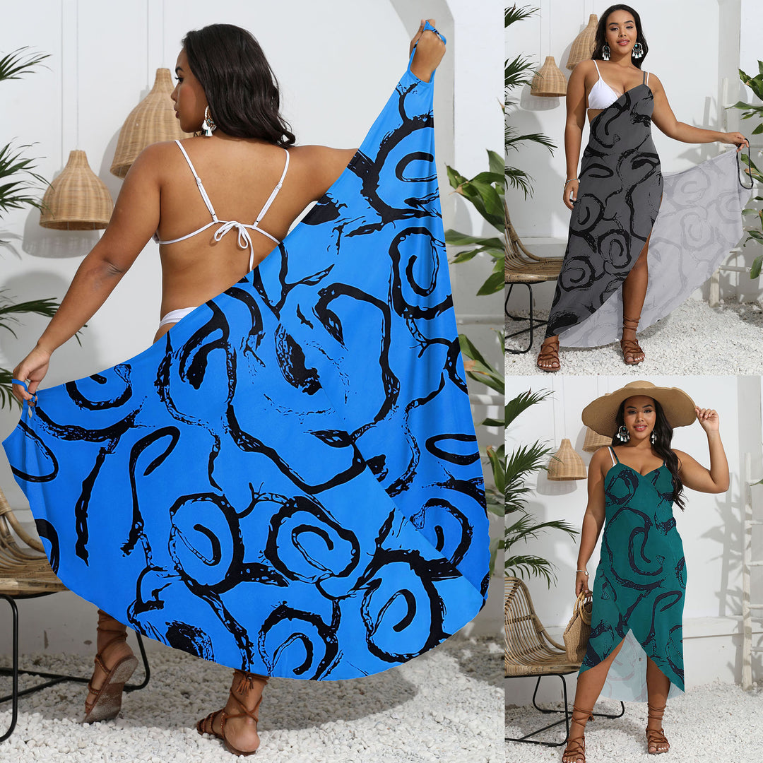 Damen eleganter Strandkaftan mit stylischem Muster Echo Archiv