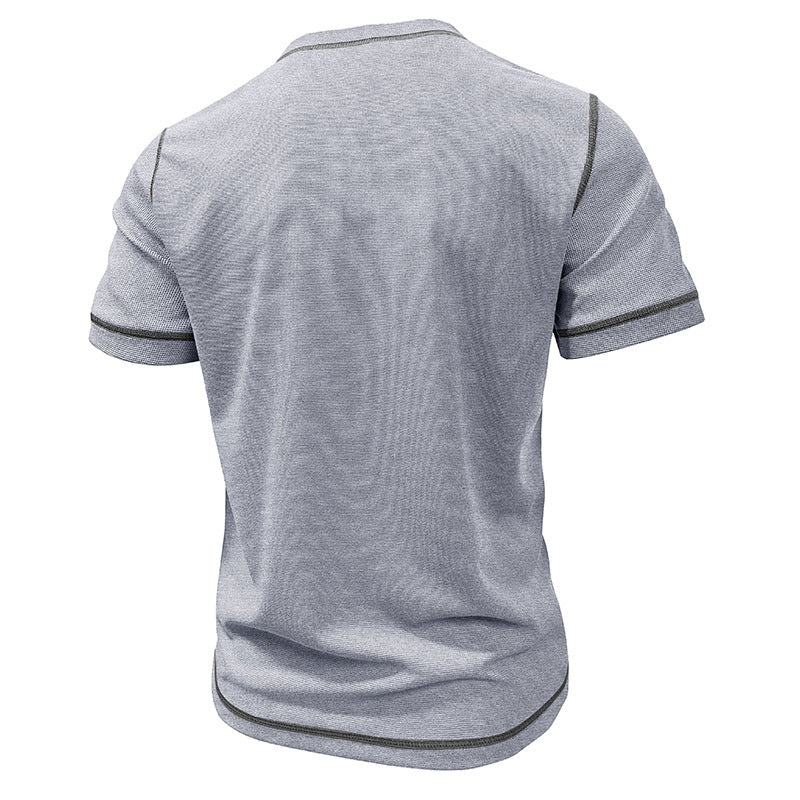 Herren Kurzarmshirt mit modischem Henley-Kragen Echoarchiv