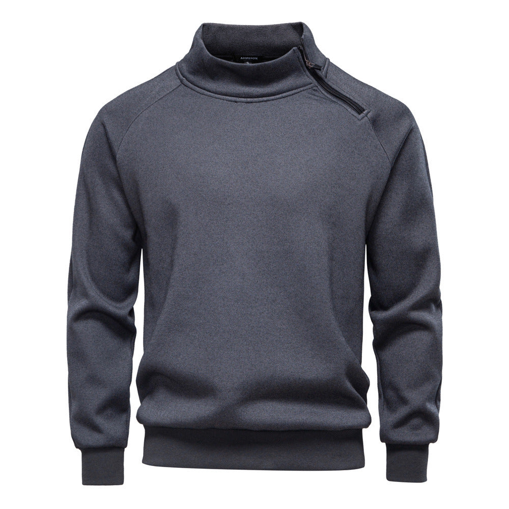 Herren nan Stehkragenpullover mit asymmetrischem Schulterreißverschluss und Raglanärmeln Echo Archiv