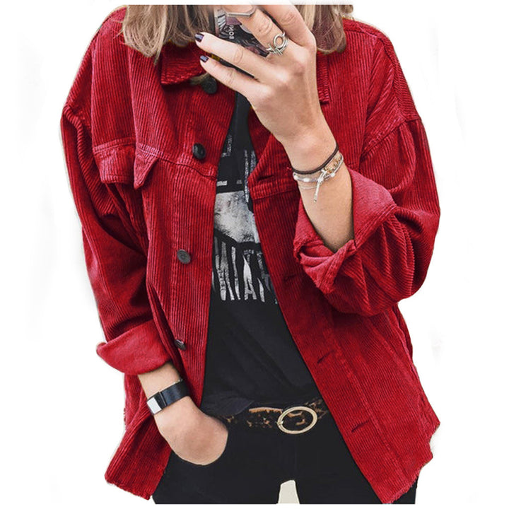 Damen nan Oversize Cordjacke mit aufgesetzten Taschen und klassischer Knopfleiste Echo Archiv