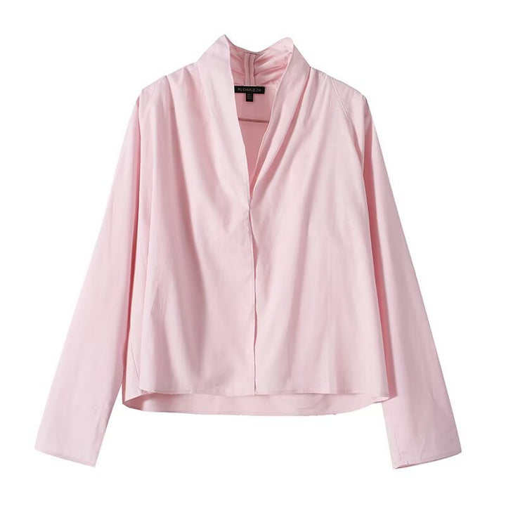 Damen Leichte Viskose‑Bluse mit offenem Schalkragen und kastiger Silhouette Echo Archiv