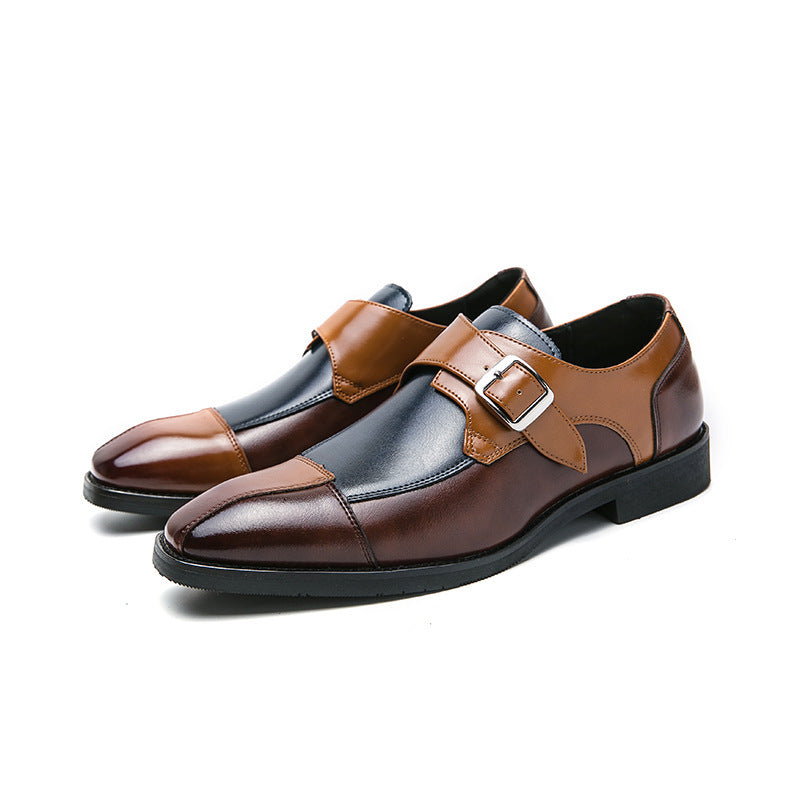 Herren eleganter zweifarbiger Monkstrap-Lederhalbschuh mit einzelner Metallschnalle und handgenähter Sohlenausführung Echo Archiv