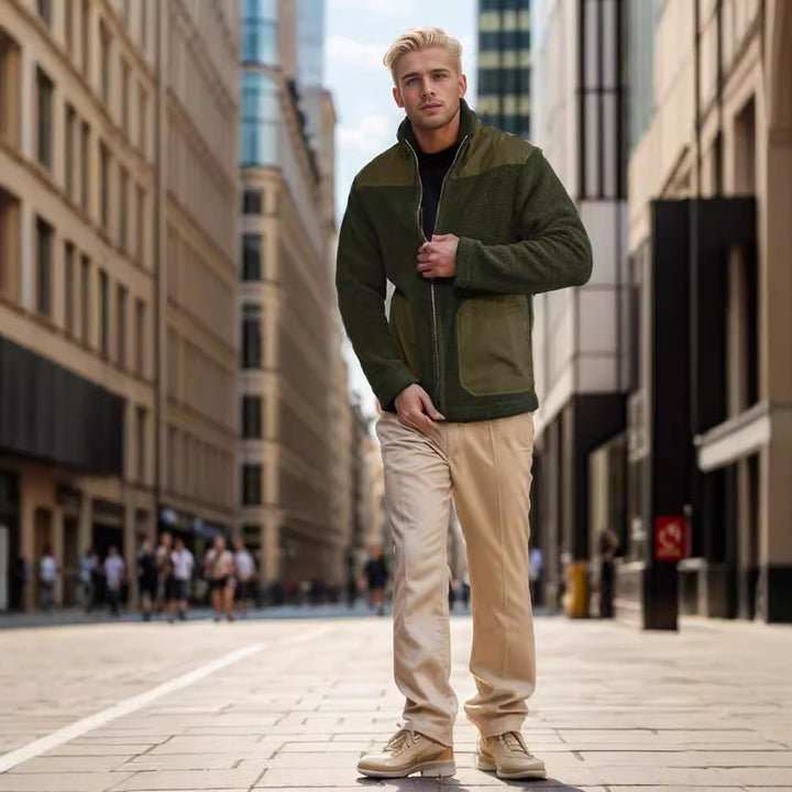 Herren kuschelige Outdoor-Jacke mit hochschließendem Kragen und praktischen Taschen Echoarchiv