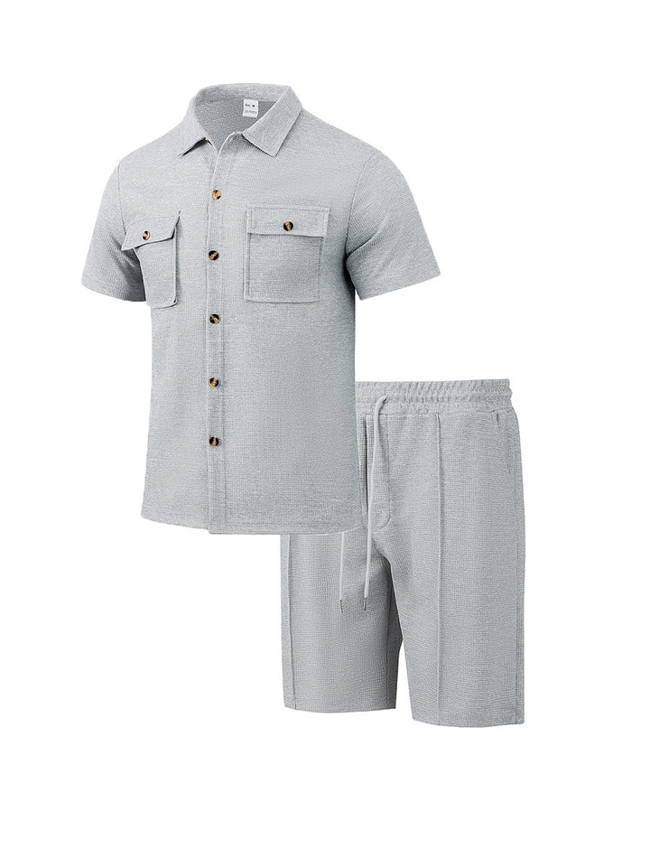 Herren lässiges Kurzarmhemd und elastische Shorts-Set Echoarchiv