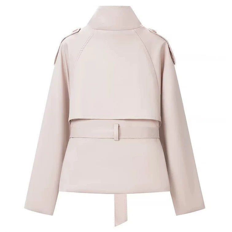 Damen Cropped Trenchjacke im Boxy-Cut mit Stehkragen, Schulterklappen und Taillengürtel Echo Archiv