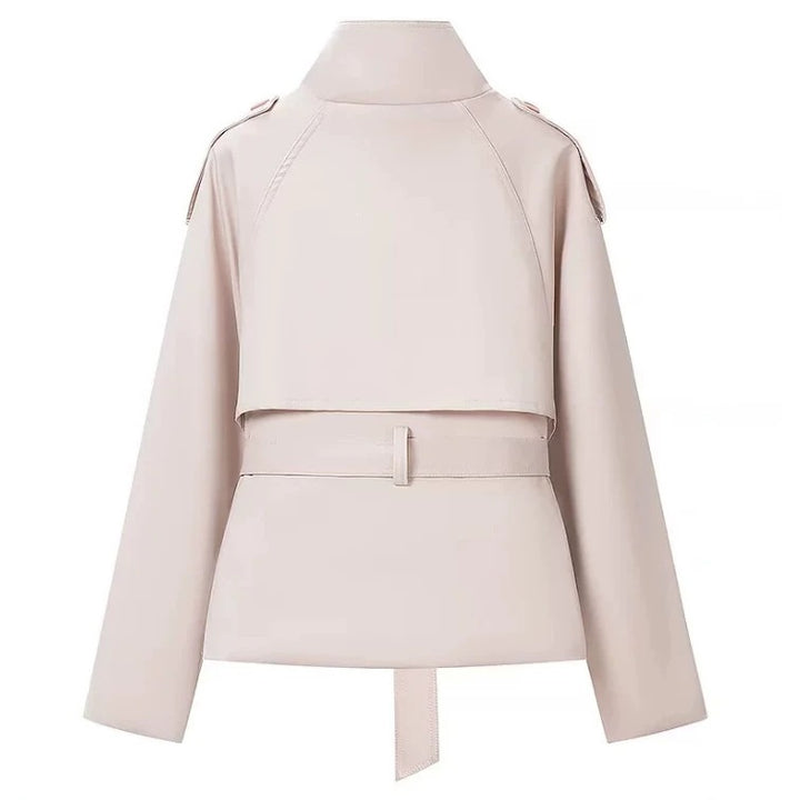 Damen Cropped Trenchjacke im Boxy-Cut mit Stehkragen, Schulterklappen und Taillengürtel Echo Archiv