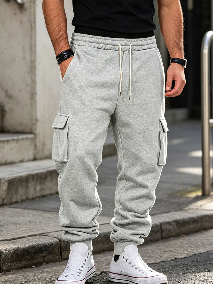 Herren Cargo-Jogginghose aus Baumwollfleece mit elastischem Bund und Beinbündchen Echoarchiv