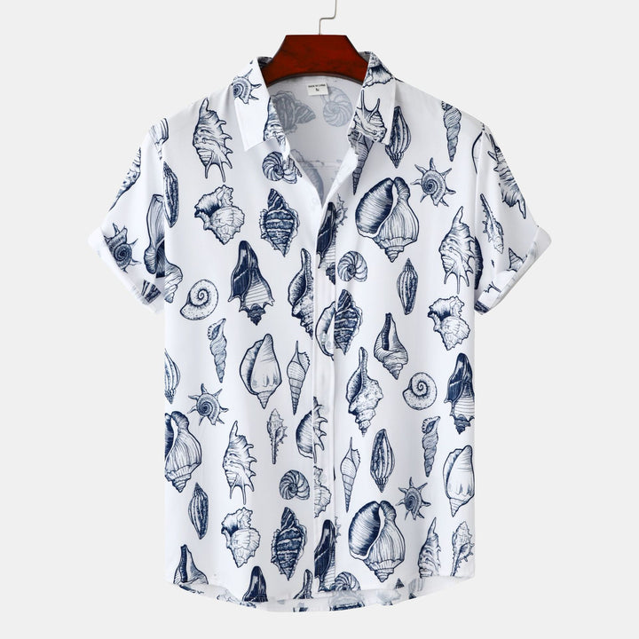 Herren Kurzarmhemd mit maritimem Muschel-Design Echoarchiv