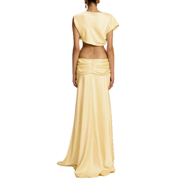 Damen Elegantes bodenlanges Kleid mit drapierten Details Echo Archiv