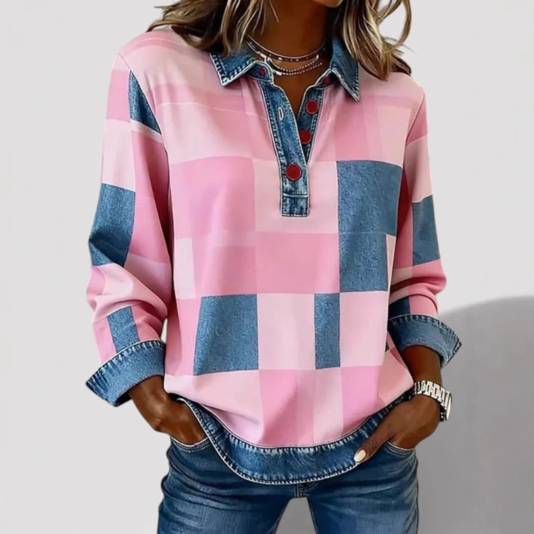 Damen Modische Pullover-Hemd – Mavelle
