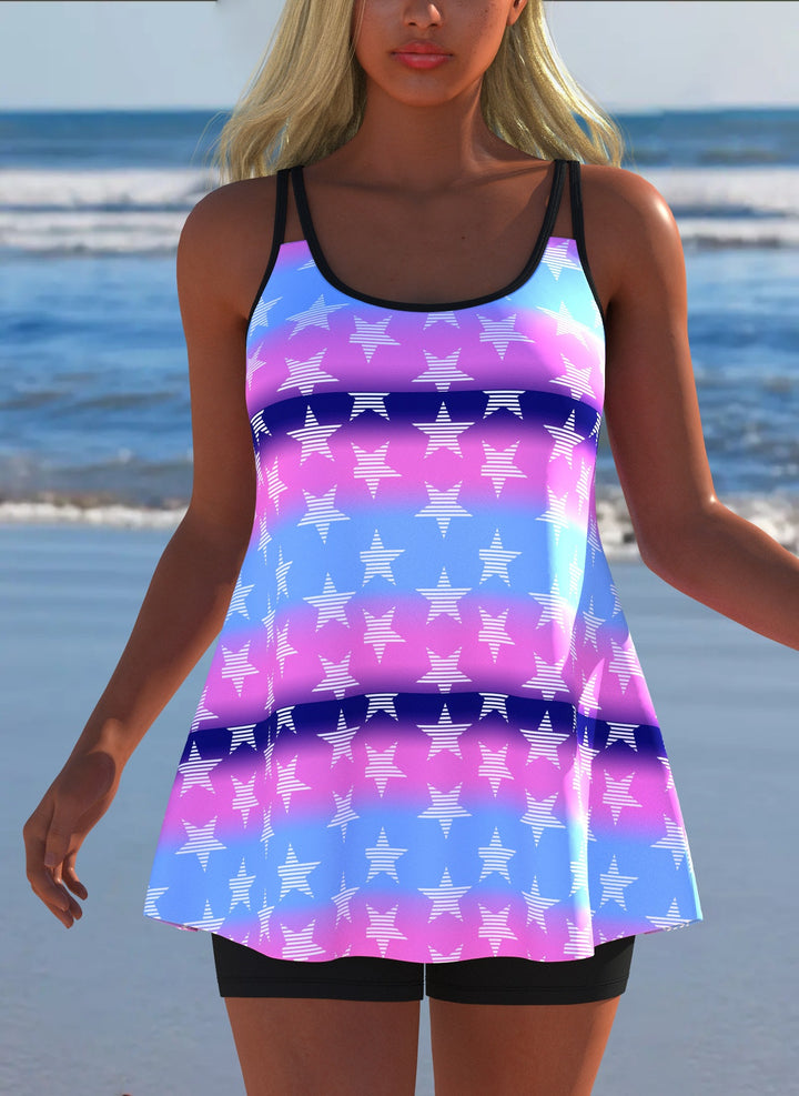 Damen Schwimmanzug in Plissee-Optik mit floralen Mustern und bequemen Shorts Echo Archiv