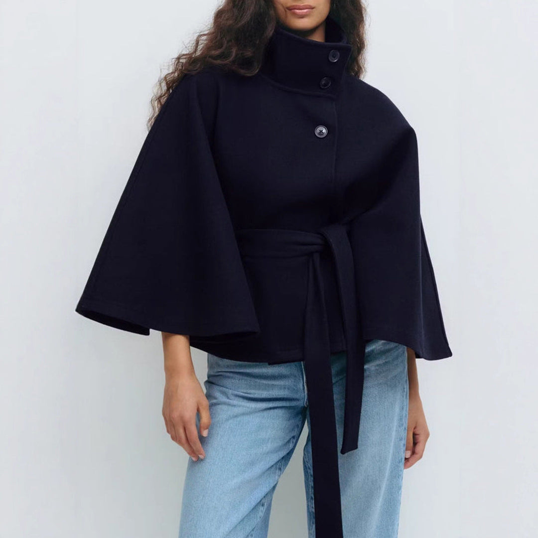 Damen Wickeljacke mit elegantem Stehkragen und weit geschnittenen Ärmeln Echoarchiv