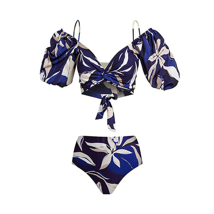 Damen Bikiniset mit Puffärmeln und elegantem Wickelrock Echo Archiv