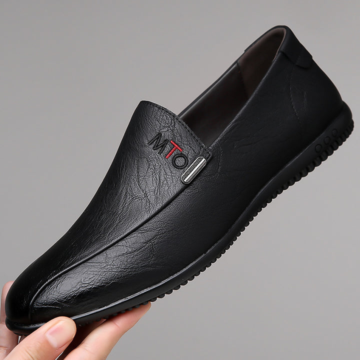Herren Eleganter Lederoptik-Slipper mit flexibler Noppen-Gummisohle Echoarhiv