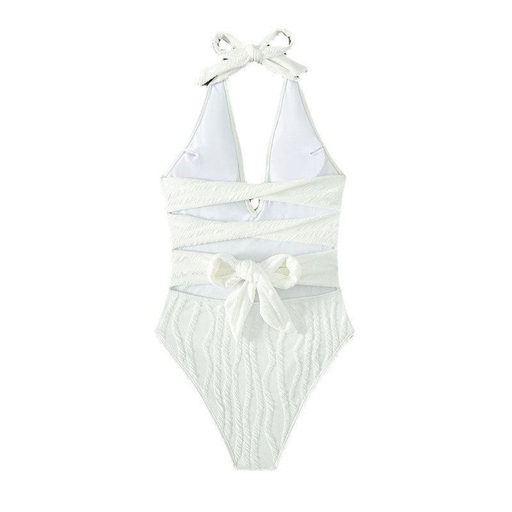 Damen Einteiler Badeanzug mit elegantem V-Ausschnitt und strukturiertem Stoff Echo Archiv