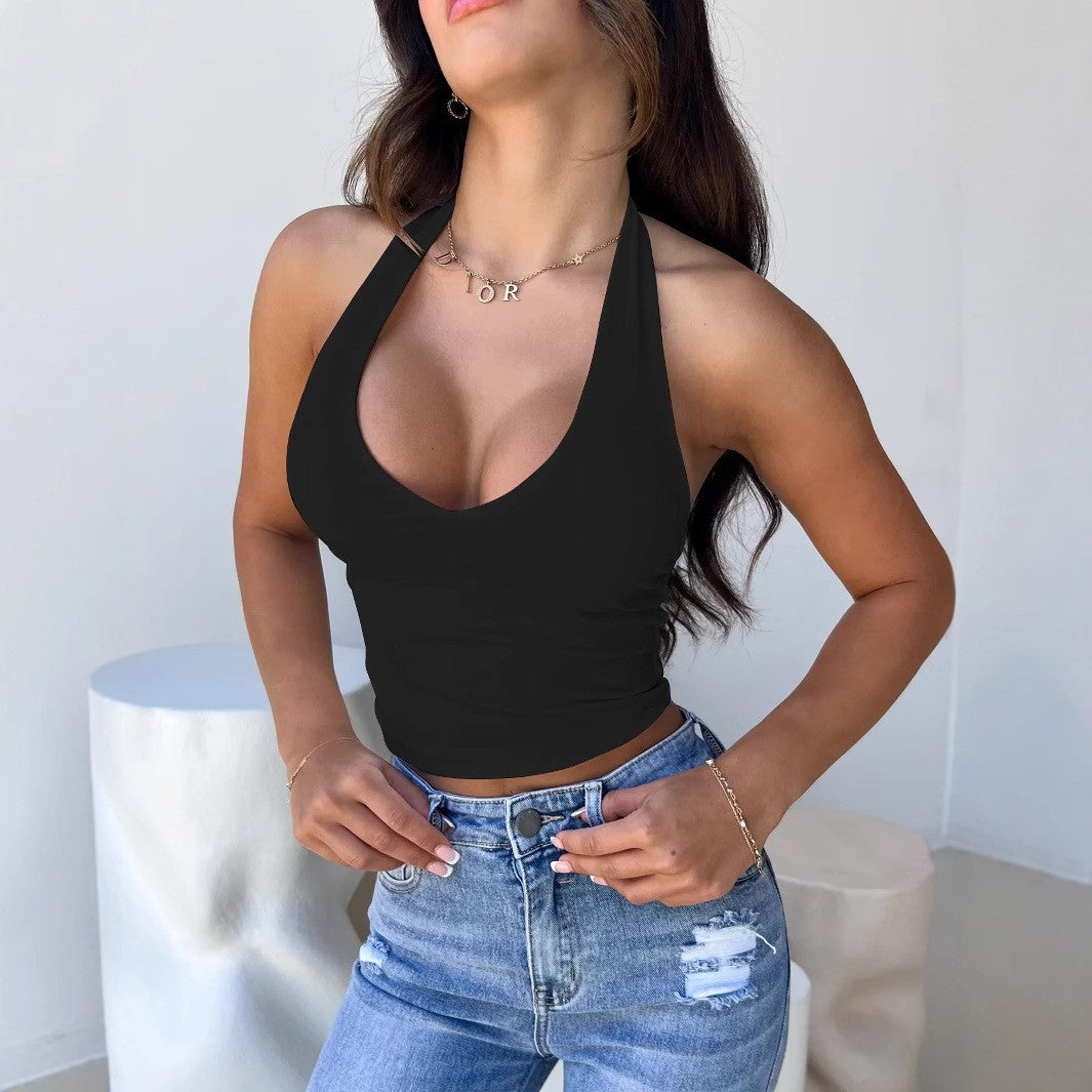 Damen Crop-Top mit tiefem V-Ausschnitt und modernem Halterdesign Echo Archiv
