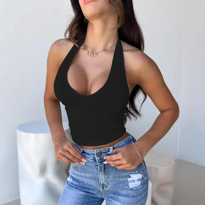Damen Crop-Top mit tiefem V-Ausschnitt und modernem Halterdesign Echo Archiv