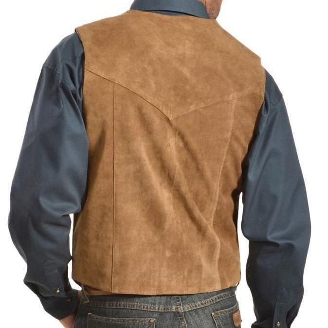 Herren Wildlederweste mit seitlichen Taschen und Druckknopfverschluss Echoarchiv