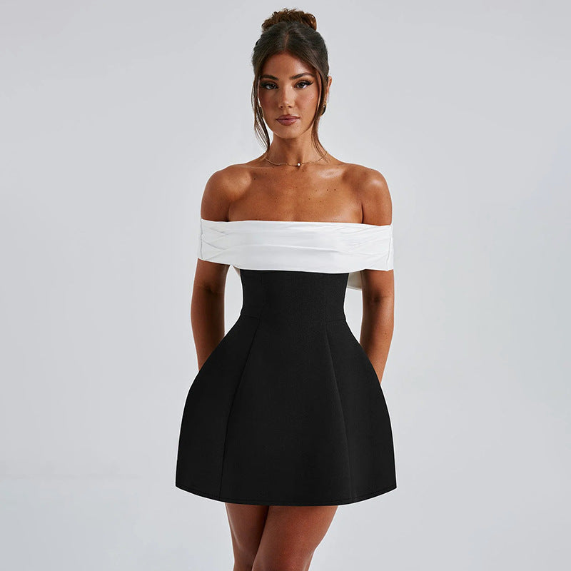 Damen schulterfreies Cocktailkleid mit elegantem Rüschenoberteil Echo Archiv