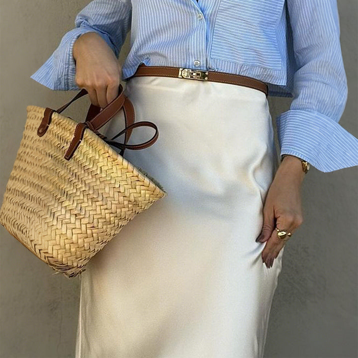 Damen Eleganter Satinrock mit schmalem Schnitt und Schlitz Echo Archiv