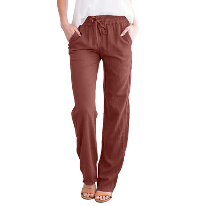 Damen nan leichte Leinenhose mit elastischem Bund und weitem Bein Echo Archiv