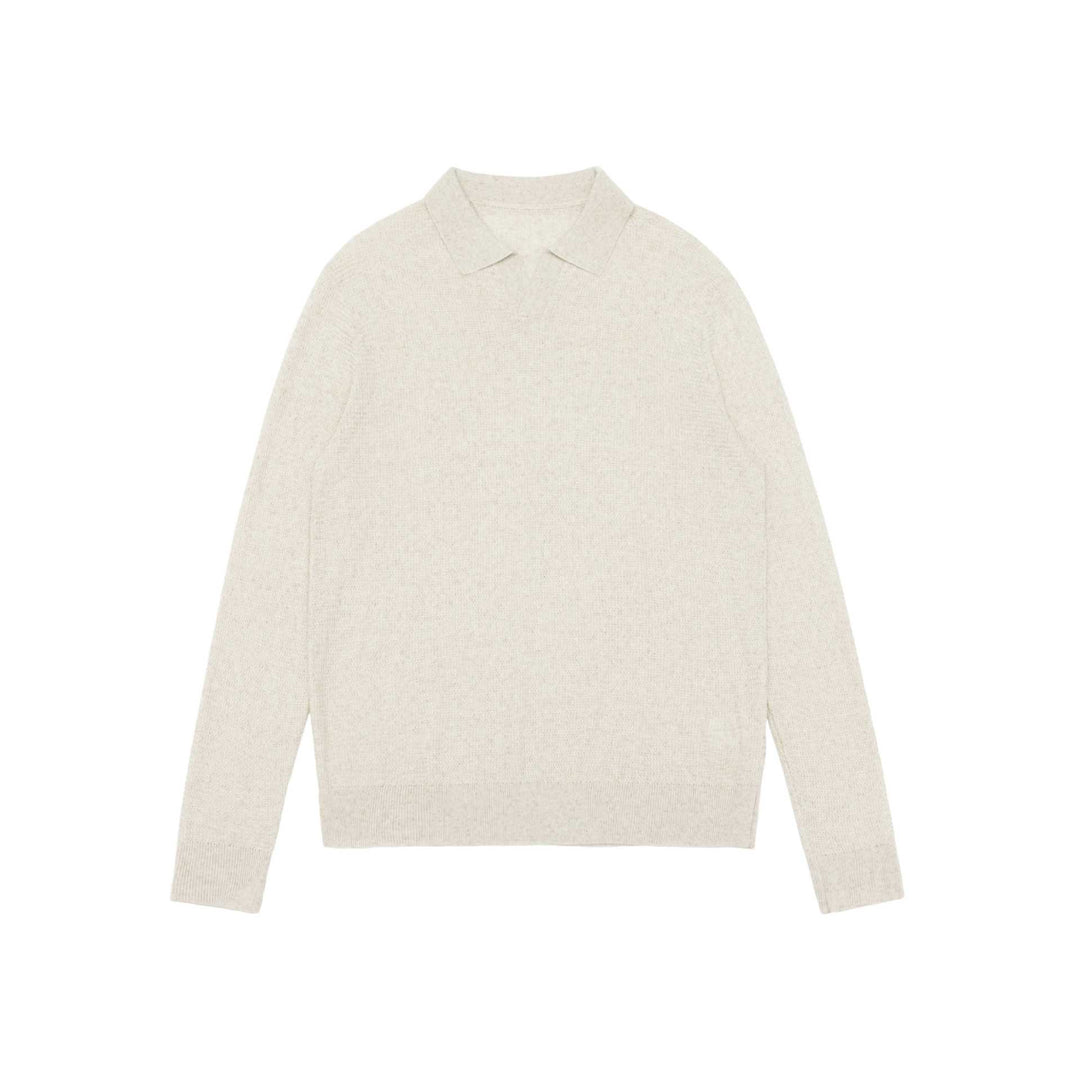 Unisex Feinstrick-Polo-Pullover mit Troyerkragen und geripptem Saum Echoarchiv