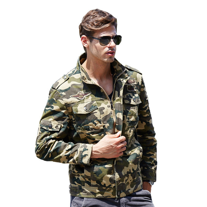 Herren Camouflage-Fieldjacke im Utility‑Look mit Mehrfach‑Taschen und Schulterepauletten – Taviero