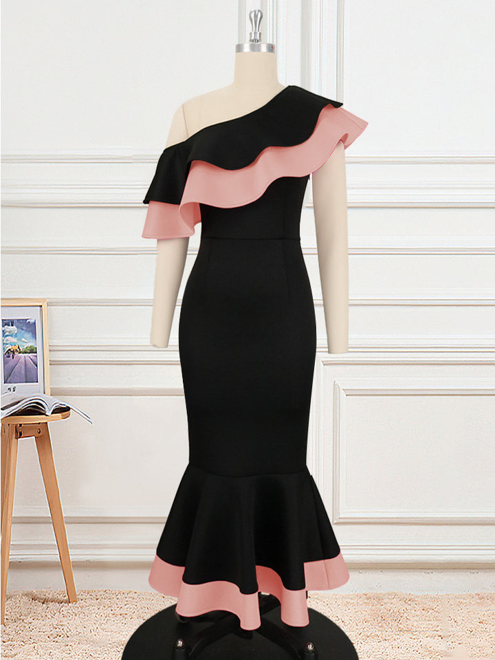 Damen Exquisites schulterfreies Wickelkleid mit voluminösem Rüschensaum Echo Archiv