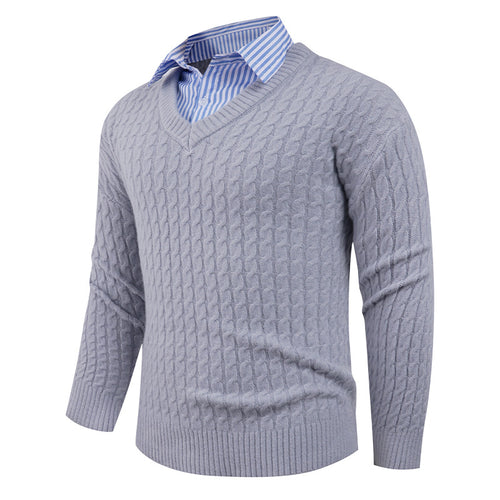 Herren Strickpullover mit Zopfmuster und V-Ausschnitt Echoarchiv