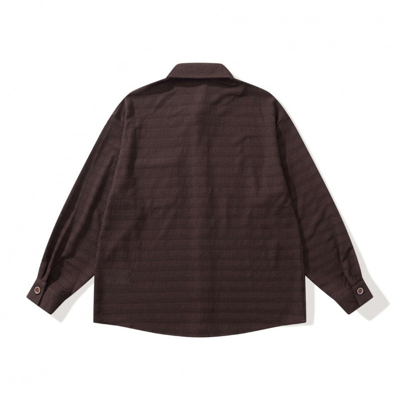 Unisex Strukturstrick-Hemdjacke mit kastigem Oversize-Schnitt und kontrastierter Brusttasche Echo Archiv